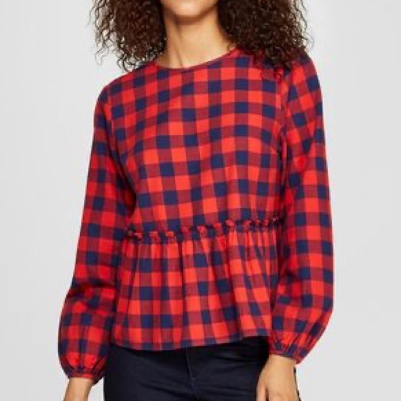 buffalo check peplum top